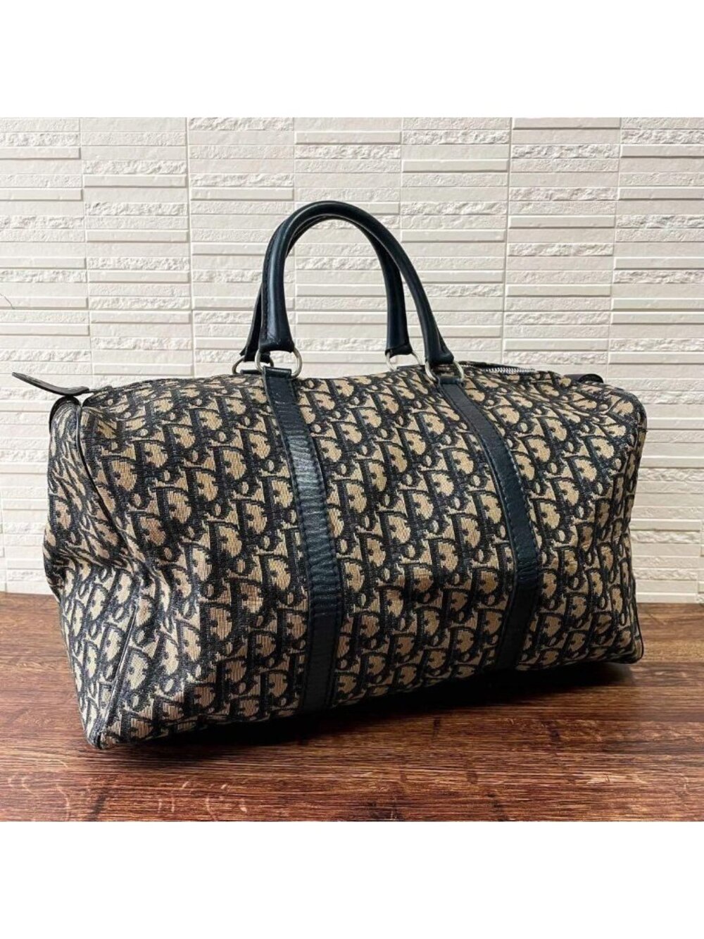 Dior Trotter Canvas Leather Boston Hand Bag All Over Pattern - Picture 1 of 10